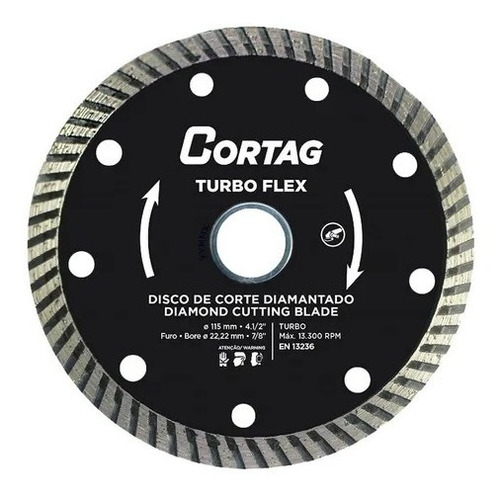 Disco Corte Mármore Granito Pedras Cortag 115mm Turbo Flex