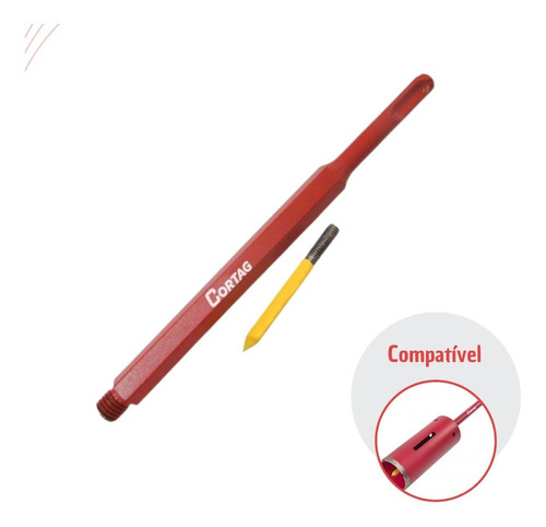 Haste Encaixe Sds Plus E Pino Centro Vermelha 200mm Cortag