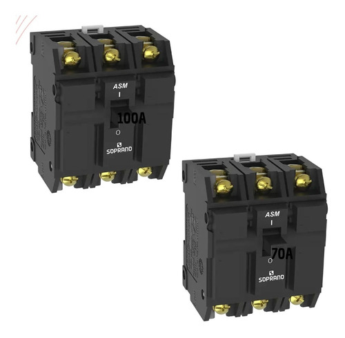 Disjuntor Trifásico Pretonema 1 Und 100a + 1 Und 70a Soprano