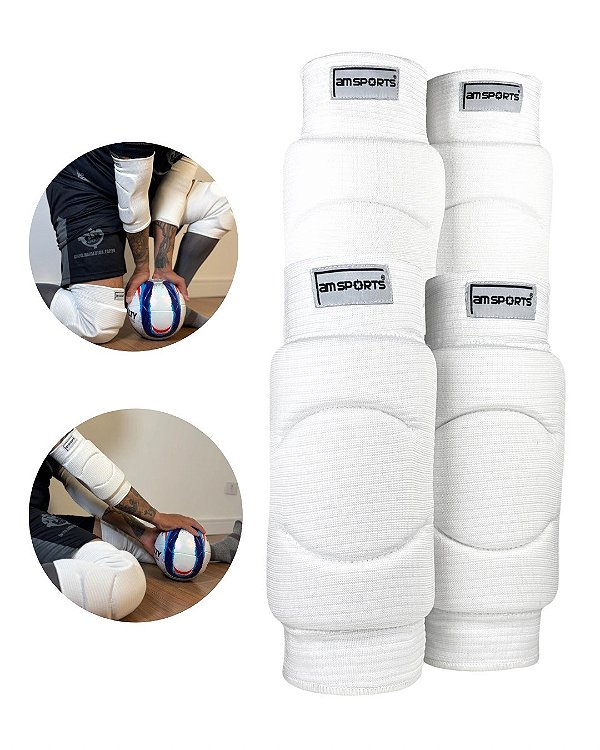 Kit Joelheira Premium + Cotoveleira Premium AM Sports - Branco