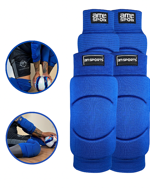 Kit Joelheira Premium + Cotoveleira Premium AM Sports - Azul Royal