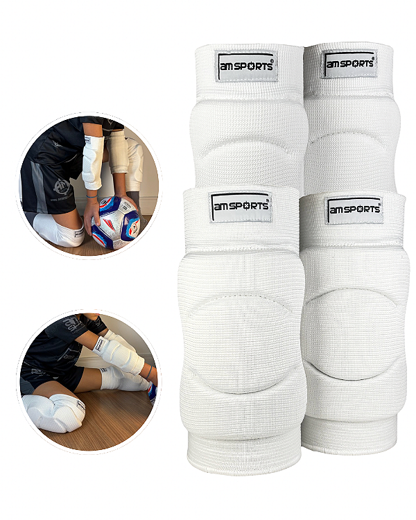 Kit Infantil Joelheira + Cotoveleira AM Sports - Branco