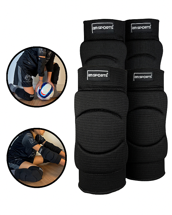 Kit Infantil Joelheira + Cotoveleira AM Sports - Preto