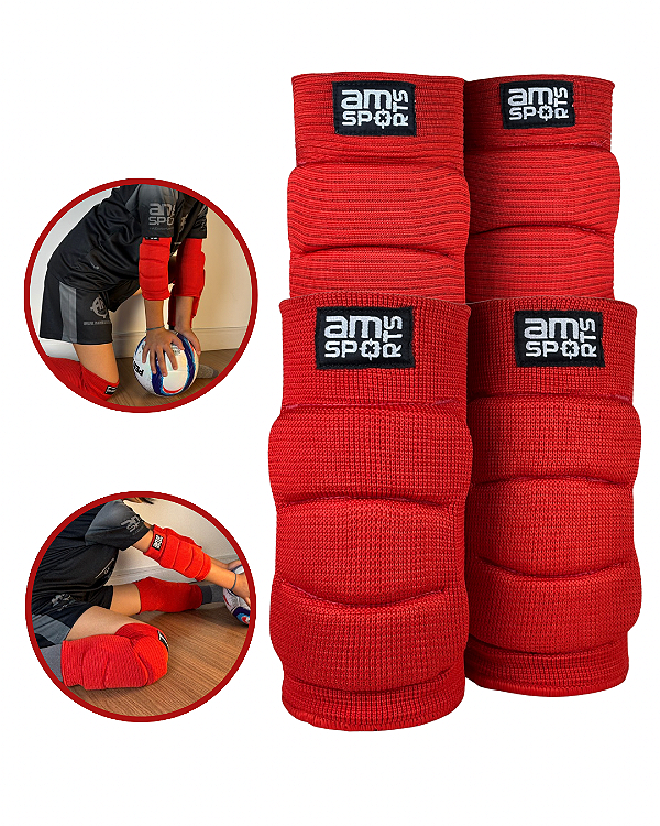 Kit Infantil Joelheira + Cotoveleira AM Sports - Vermelho