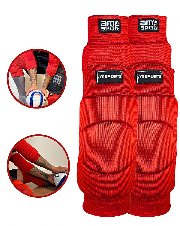 Kit Joelheira Premium + Cotoveleira Premium AM Sports - Vermelho