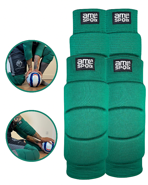 Kit Joelheira Premium + Cotoveleira Premium AM Sports - Verde Musgo