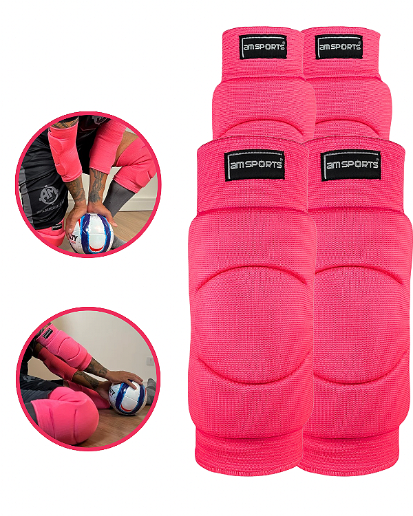Kit Joelheira Premium + Cotoveleira Premium AM Sports - Rosa