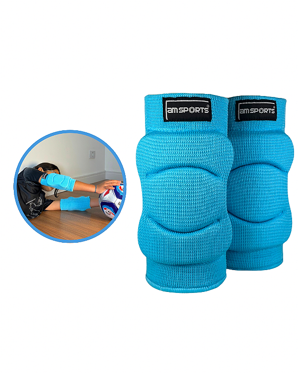 Cotoveleira Infantil Para Goleiro AM Sports - Azul Claro