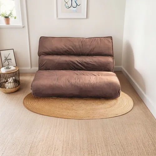 Futon Casal 2 Lugares Sofá Cama Reclinável Sued Rosê 128x188cm -Lavável em Máquina