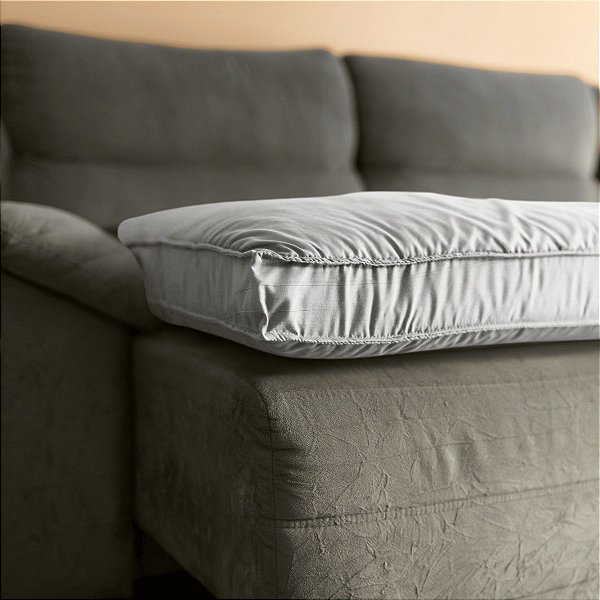 Pillow Top Sofá Confort Flat Cinza Retrátil e Reclinável  Lavável  em Máquina 240x110x10cm