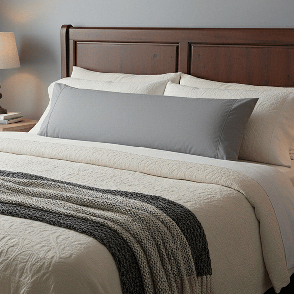 Travesseiro Body Confort 40x135cm Com Capa Cinza 400 Fios Travesseiro de Corpo