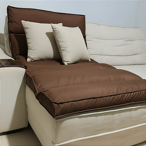 Pillow Top Sofá Retrátil Confort Wavy Marrom 220x100x12cm Dupla Face Lavável em Máquina