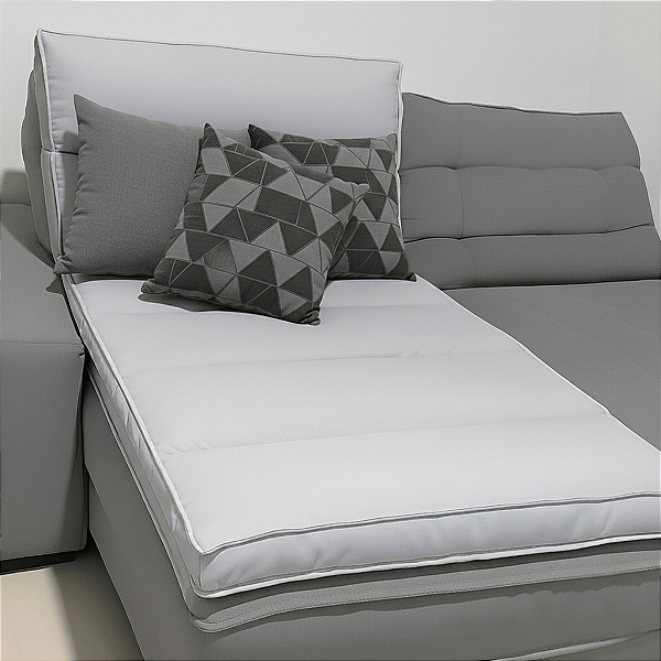 Pillow Top Sofá Retrátil Confort Wavy Cinza 220x100x12cm Dupla Face Lavável em Máquina