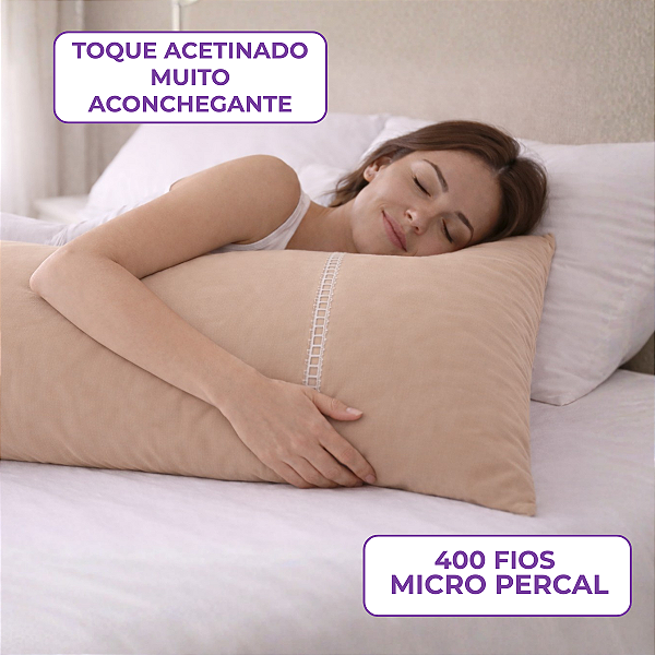 Fronha Travesseiro de Corpo 40x135cm Body Pillow Xuxão Zíper na Parte Maior