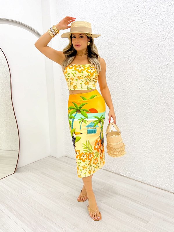 CONJUNTO PALOMA SAIA MIDI + CROOPED