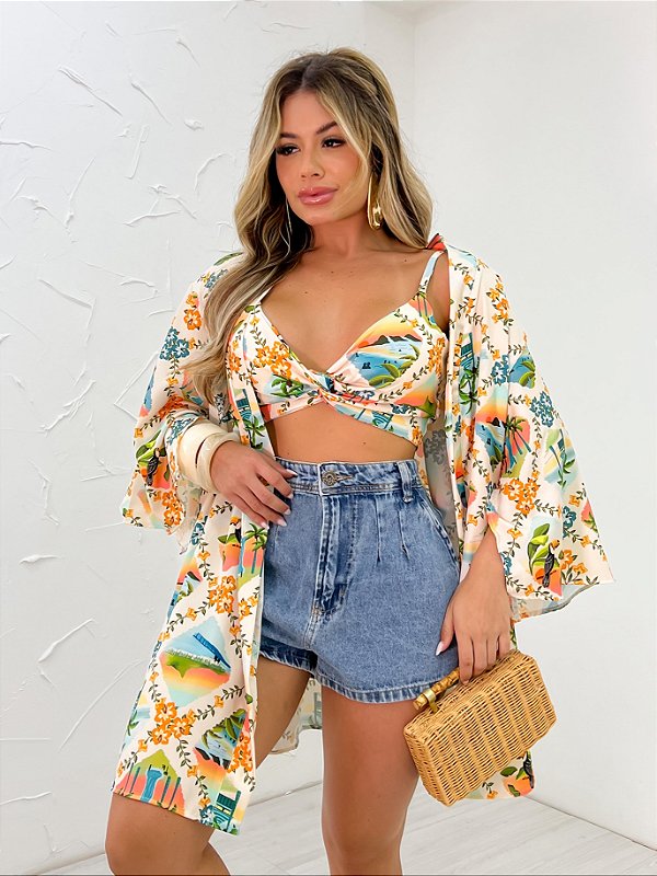 CONJUNTO KIMONO + CROPPED TORCIDO