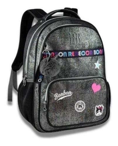 Mochila Rebecca Bonbon Preto Brilhante Fashion Girls Clio