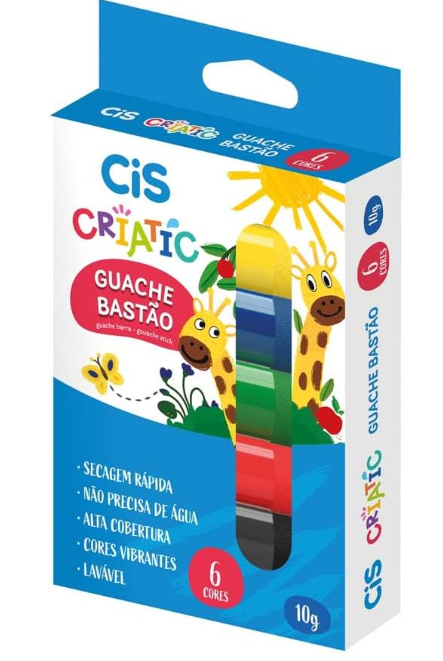 Tinta Guache Bastão 6 Cores  - Cis