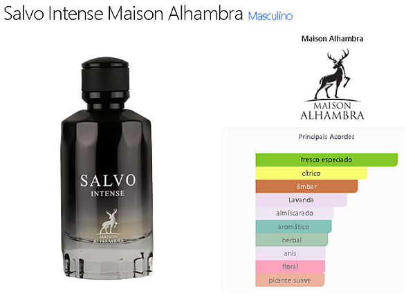 Salvo Intense Eua de Parfum de Maison Alhambra 100ml