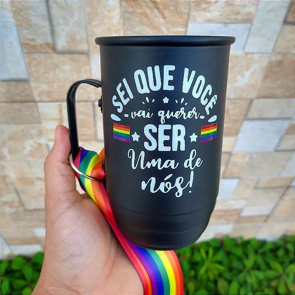 Caneca Preta Personalizada - LGBT com Nome do Casal