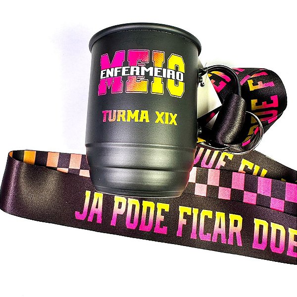 Caneca Enfermagem Copo de alumínio personalizado com tirante 500ml