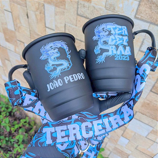 Caneca Terceirão com nome e Tirante personalizado - Caneca preto fosco 500ml