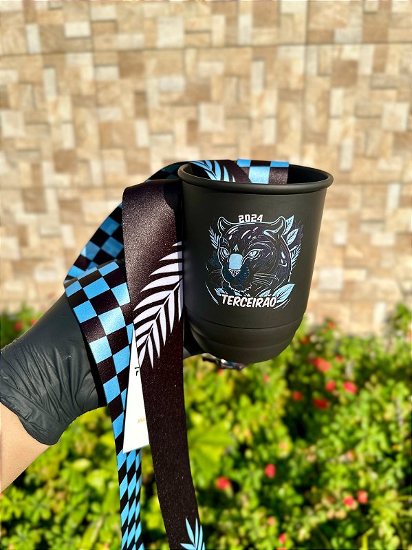 Caneca Terceirão Personalizada - Caneca de aluminio com tirante
