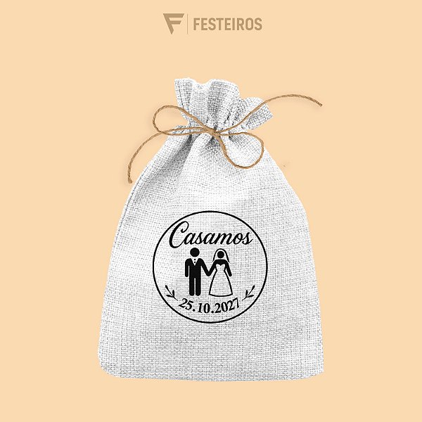 Saquinho para Lembrancinha de Casamento - Personalize com data, nomes, iniciais.