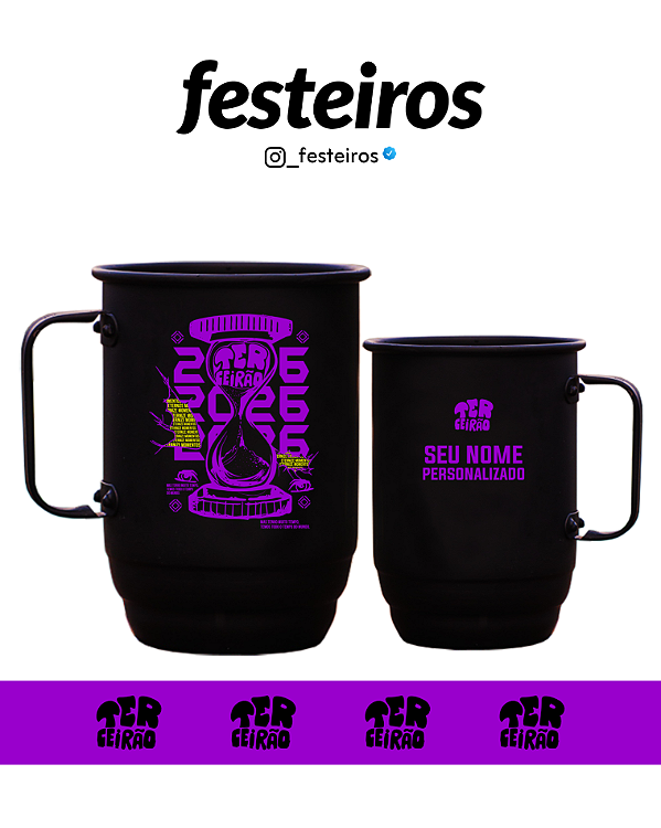 Caneca de Alumínio Personalizada com Tirante – Ideal para Faculdade e Formatura