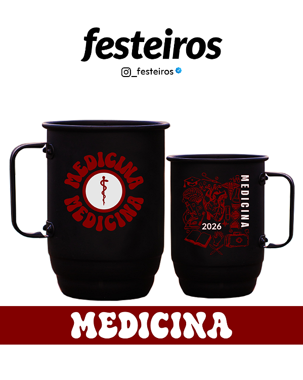 Caneca de Medicina  Alumínio Personalizada para Medicina com Tirante