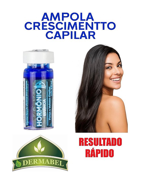 Ampola Essência Hormônio - Crescimento Rápido e Força aos Cabelos - Kit com 12 Ampolas Dermabel