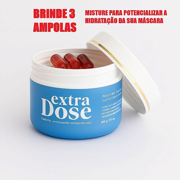 MÁSCARA MIX ! MÁSCARA DE HIDRATAÇÃO EXTRA DOSE 300 GRAMAS. GANHE 03 AMPOLAS CAPILAR DE BRINDE !