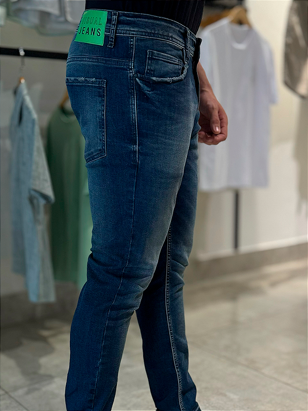 Calça Jeans Skinny Destroyer Visual - Azul Escuro