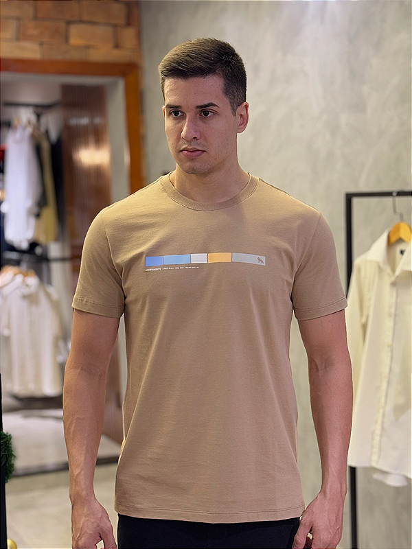 Camiseta Acostamento Faixa Color Bege Caqui