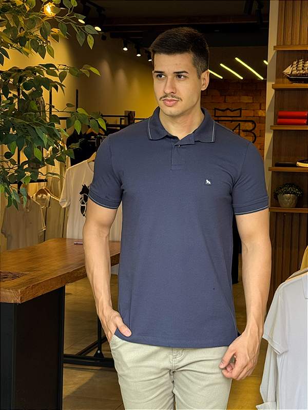 Polo Elastano Acostamento Azul Navy