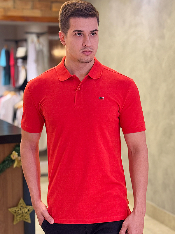Camisa Polo Tommy Jeans Básica Vermelha