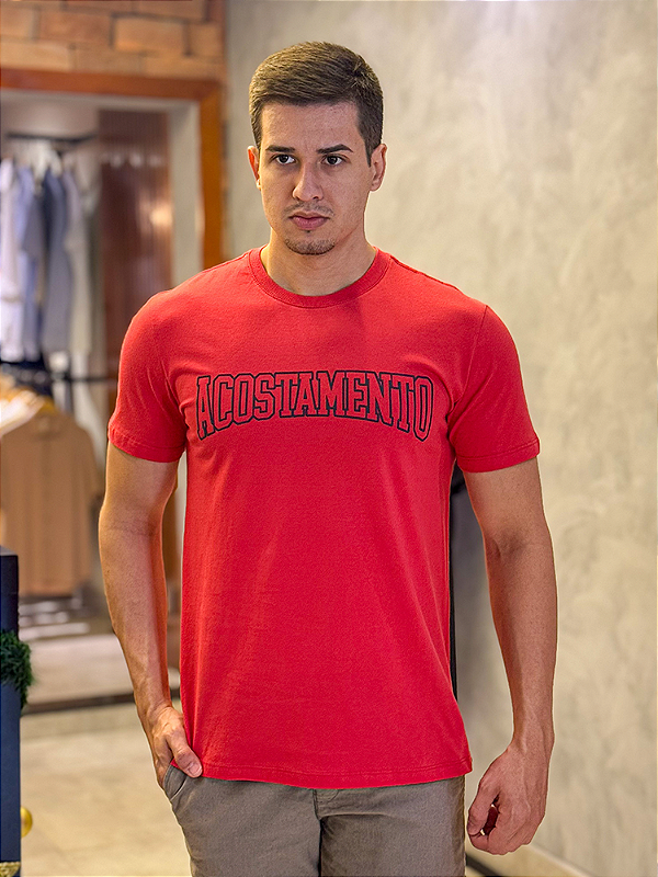 Camiseta Acostamento Detalhe Emborrachado Vermelha