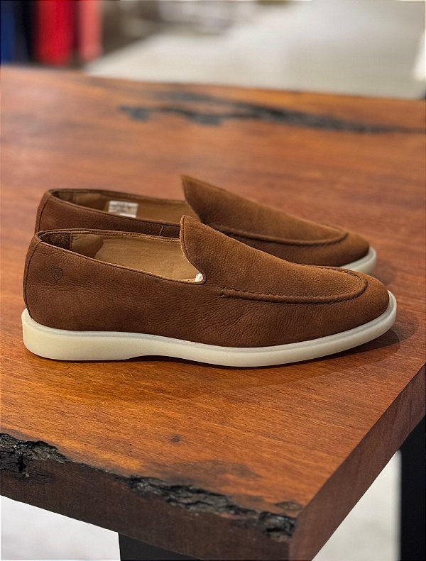 Sapato Mocassim Masculino Nerm Caramelo em Couro Natural