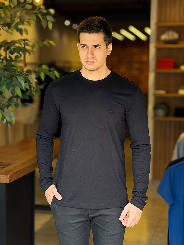 Camiseta Acostamento Casual ML Preta
