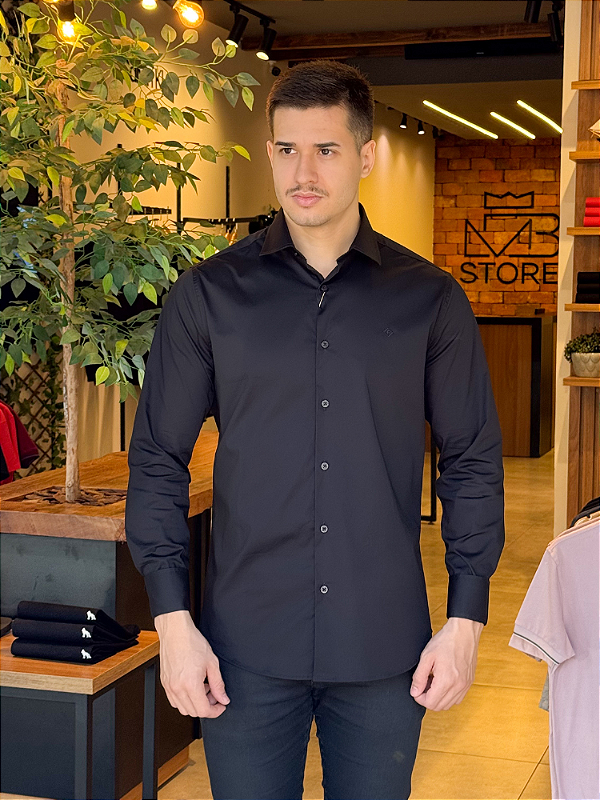 Camisa Forum Fio 50 Slim Fit Preto