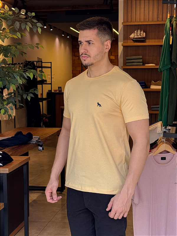 Camiseta Acostamento Básica Amarelo Creme