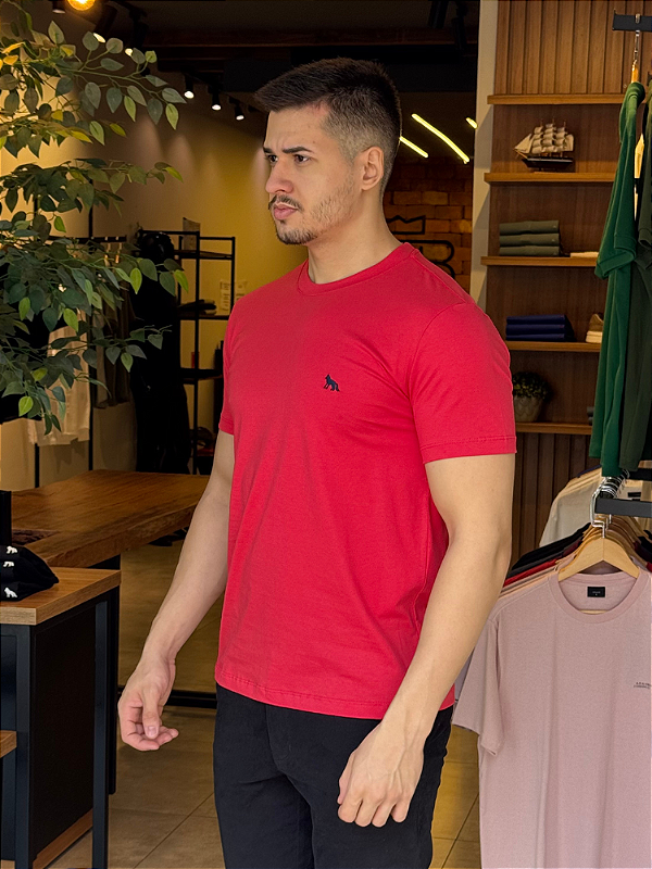 Camiseta Acostamento Básica Vermelho Hibisco