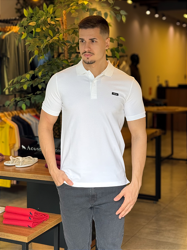 Polo Calvin Klein Slim Smooth Cotton Em Piquet Branca