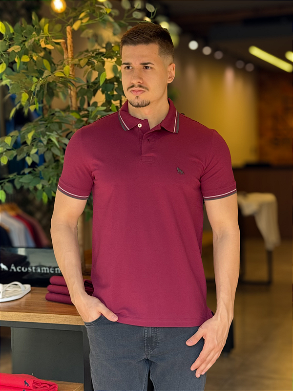 Polo Acostamento Elastano C/ Friso Bordo Sangria