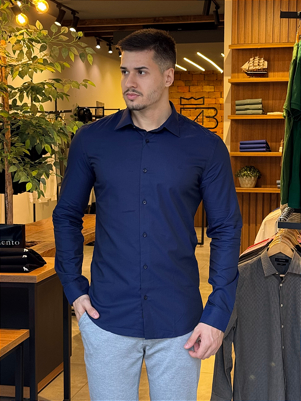 Camisa Aramis ML Fio 50 Egipcio Petronas Marinho