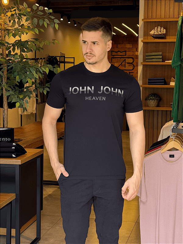 Camiseta John John Double Tones Black Preta