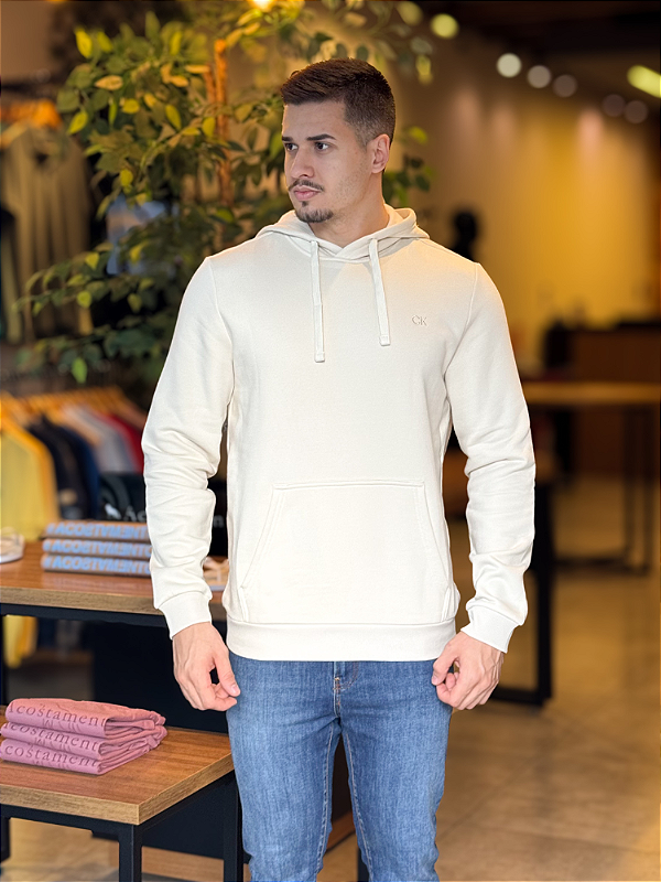 Moletom Calvin Klein Com Capuz Básico Areia
