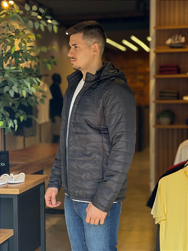 Jaqueta Puffer Ogochi Essencial C/ Touca Removivel Preta