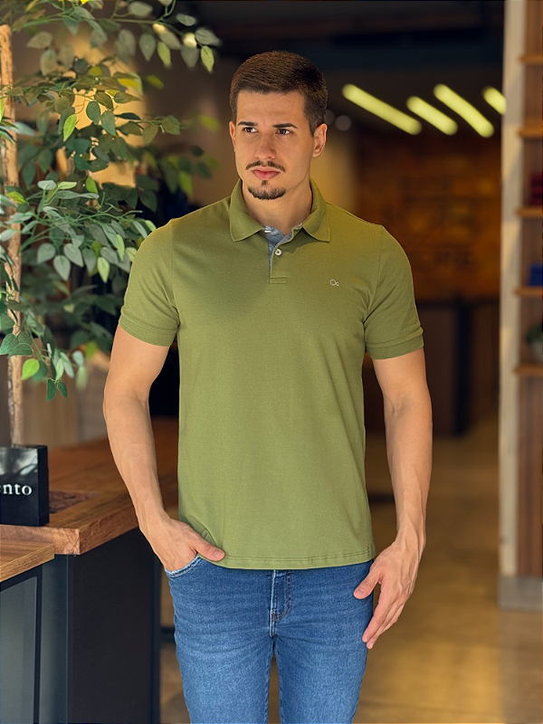Camisa Polo Ogochi Essencial Slim Verde Folha