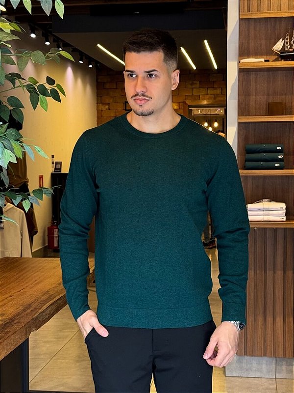 Tricot Aramis ML Gola Careca Verde Escuro